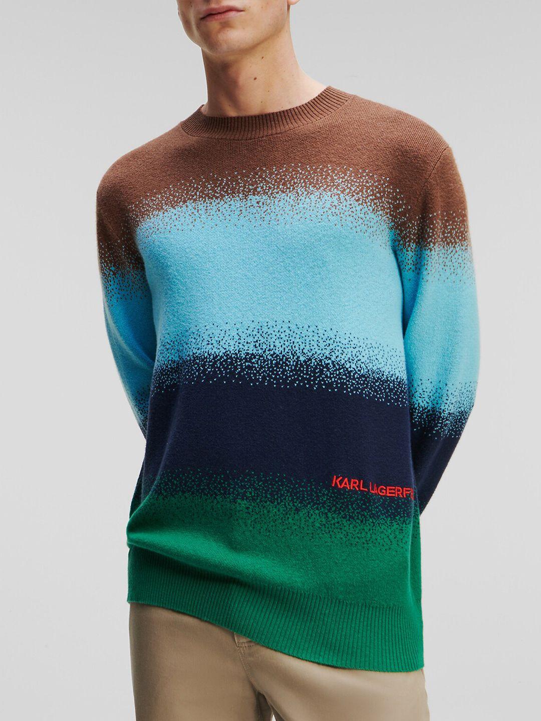 karl lagerfeld colourblocked long sleeves pullover