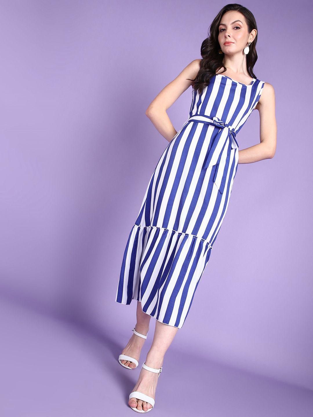 popwings striped sheath midi dress