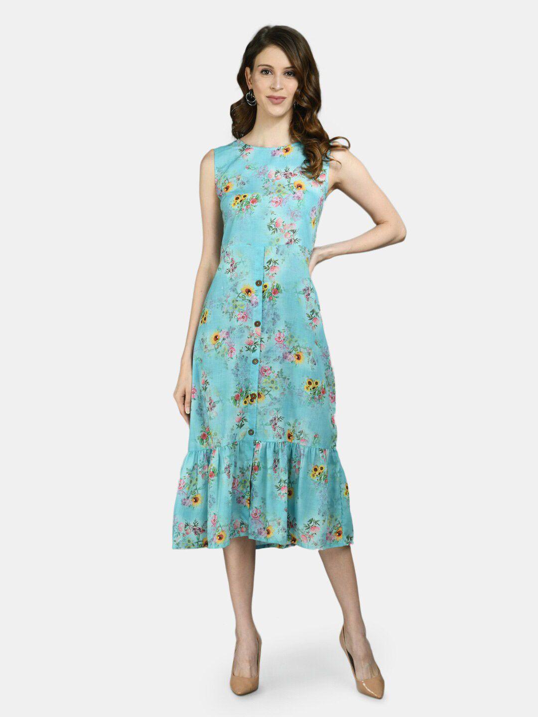 dressberry floral print a-line midi dress