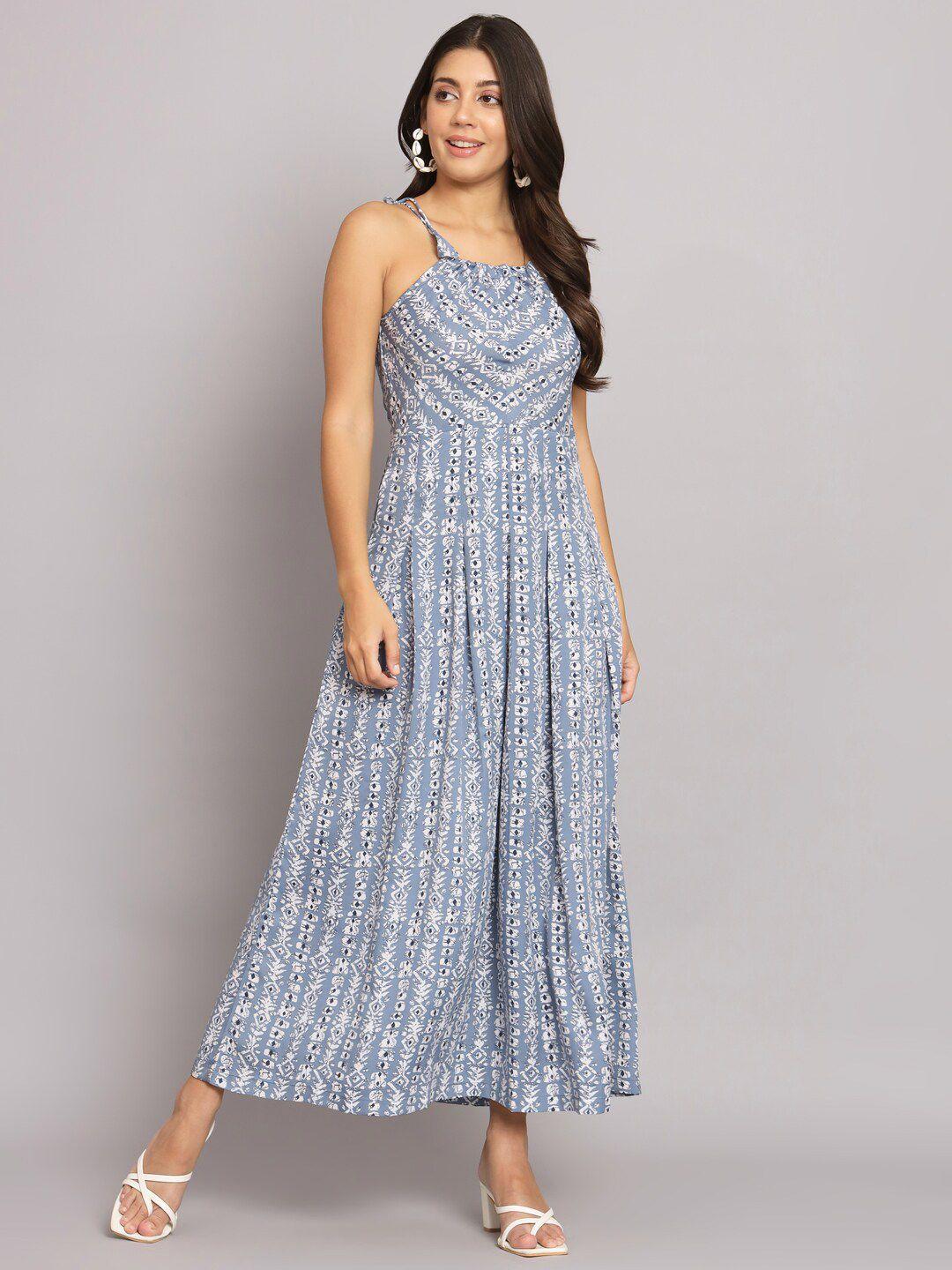 hello design ethnic motifs printed shoulder straps crepe maxi dress