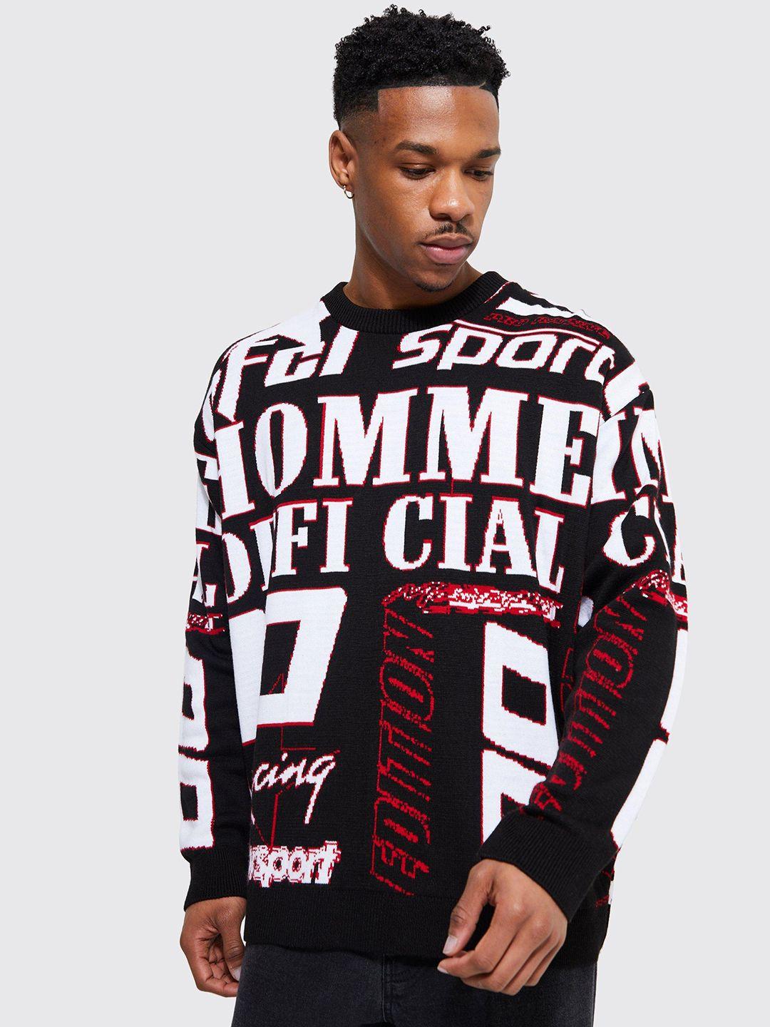 boohooman acrylic typography print pullover