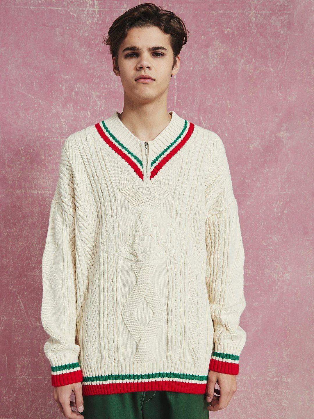 boohooman acrylic cable knit oversized pullover