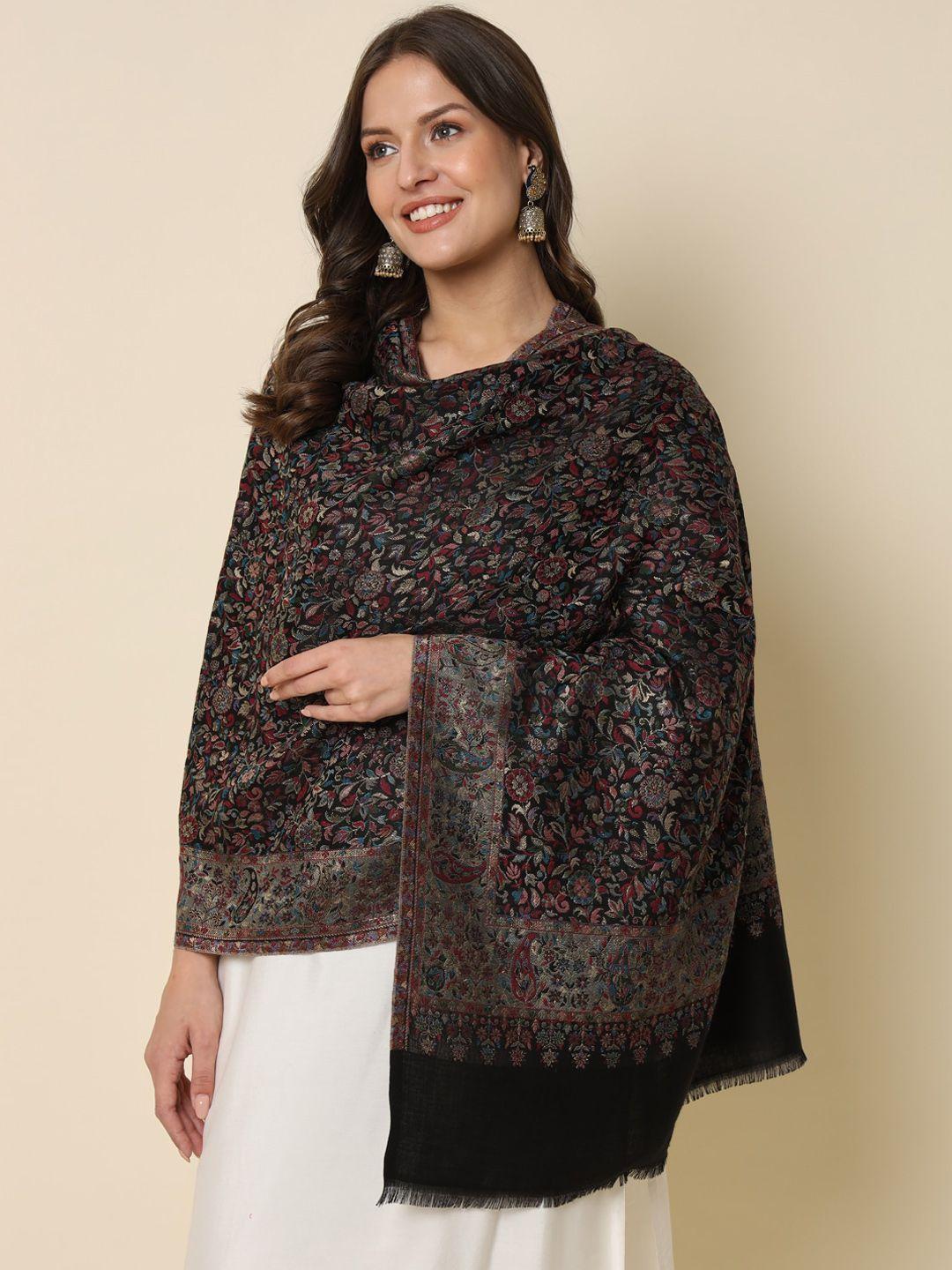 here&now floral zari work woven design shawl