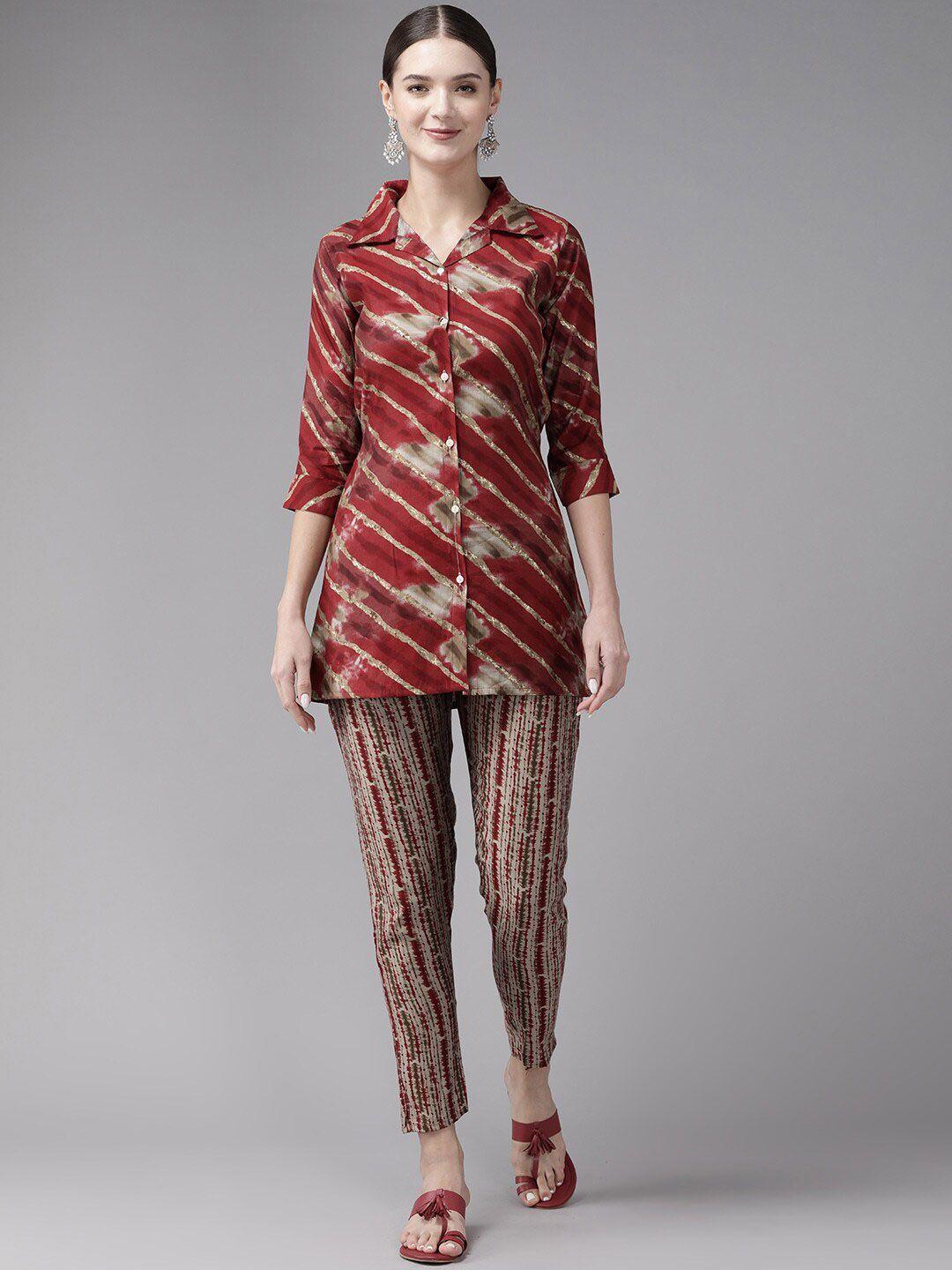 baesd abstract printed pure cotton tunic & trouser