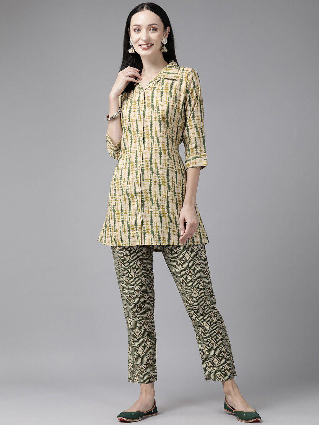 baesd abstract printed pure cotton tunic & trouser