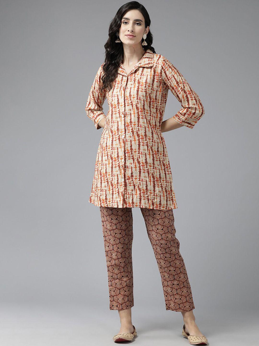 baesd abstract printed pure cotton tunic & trouser