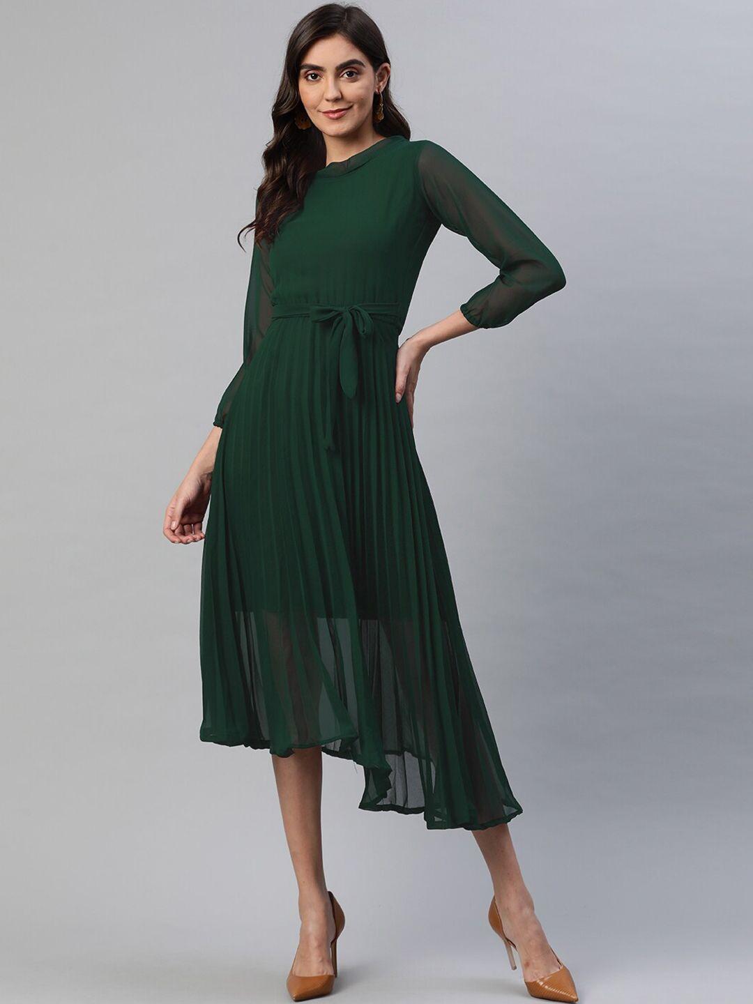 baesd green georgette shirt dress