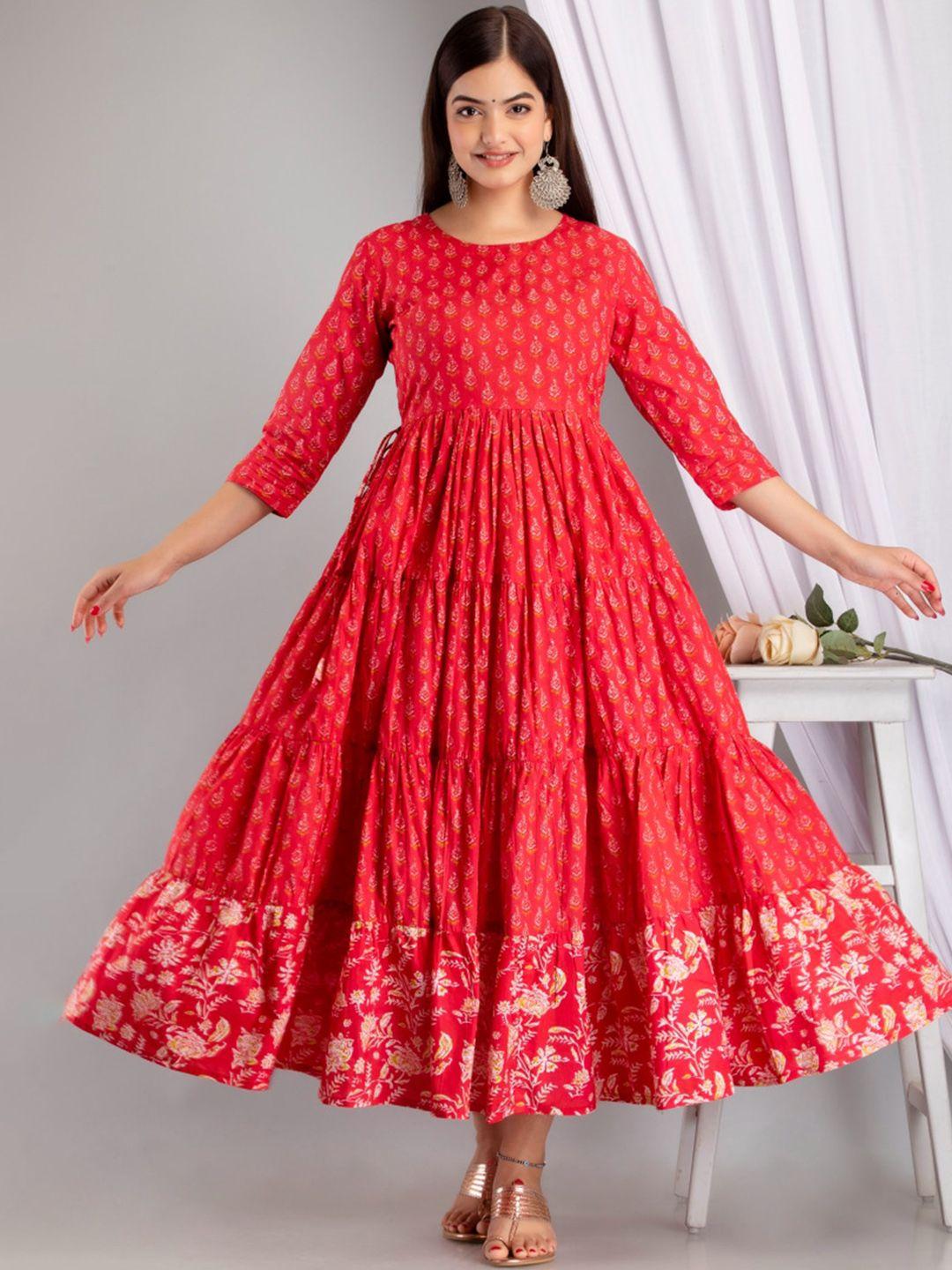 nishabd women pink ethnic motifs printed anarkali kurta