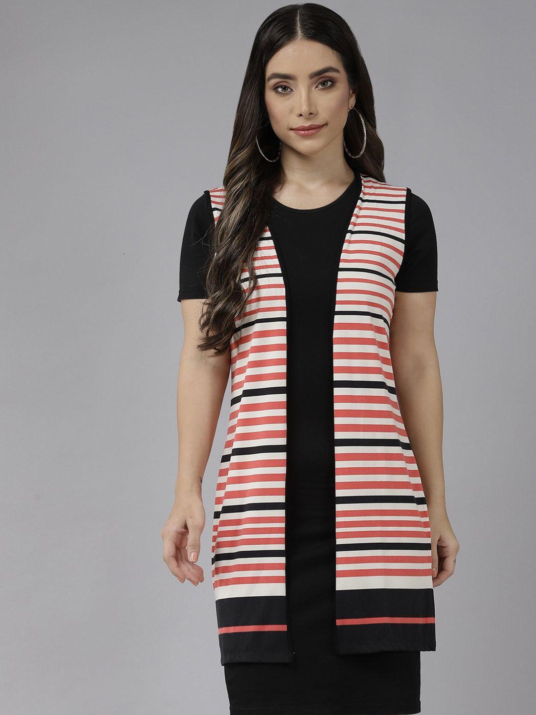 baesd striped longline sporty jacket