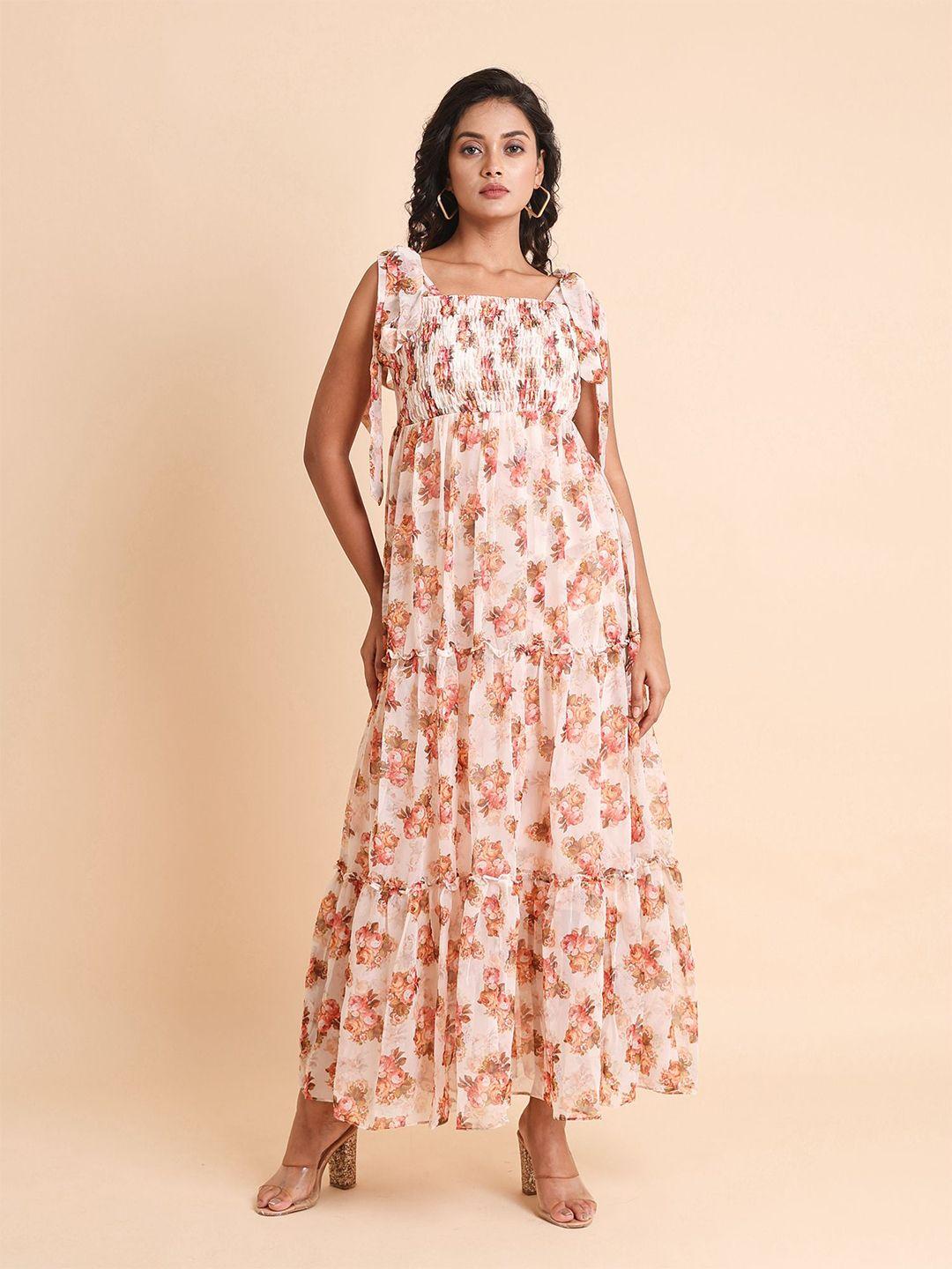 disli floral printed square neck georgette maxi dress