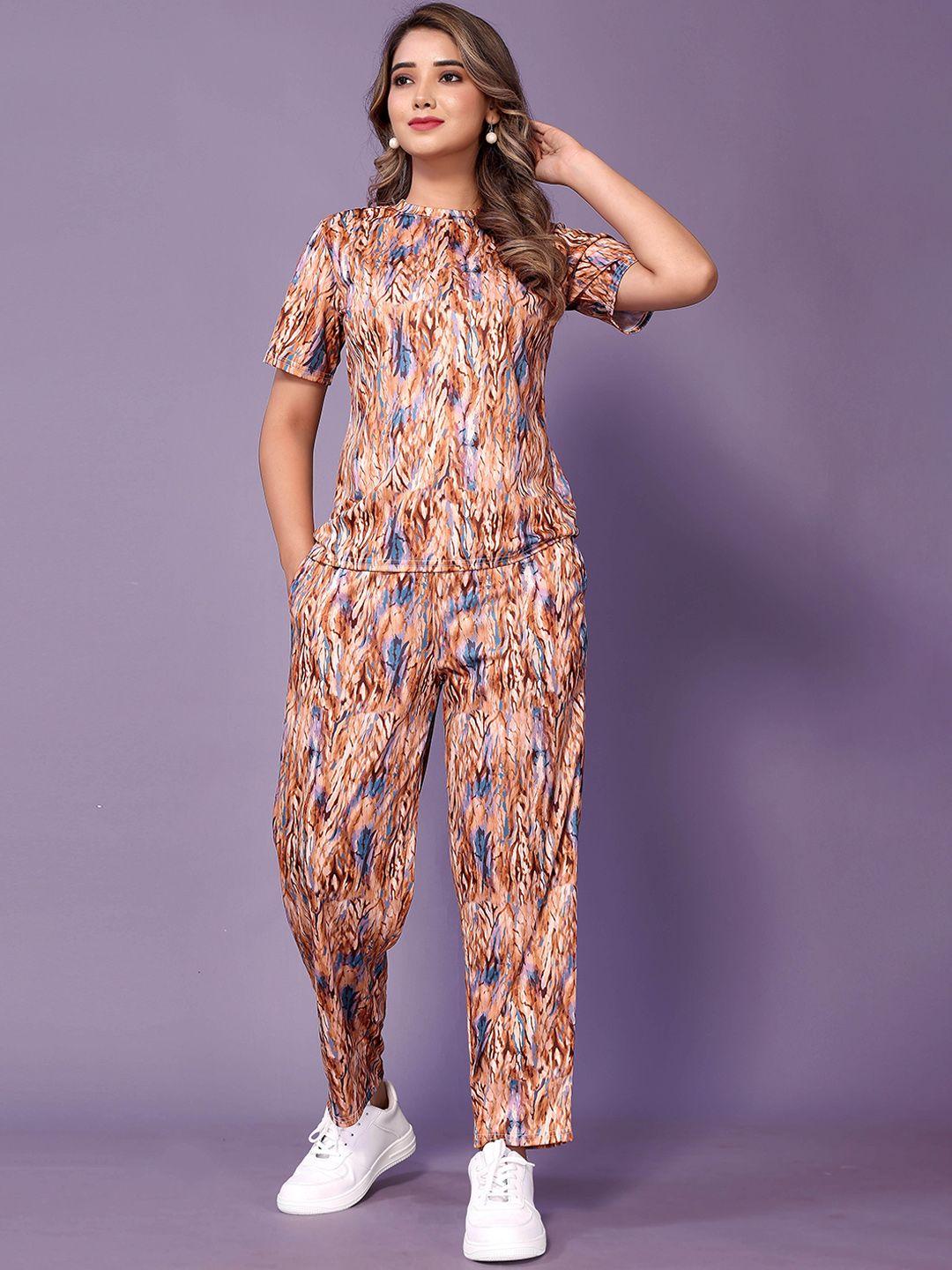 ekta textiles printed t-shirt with trousers