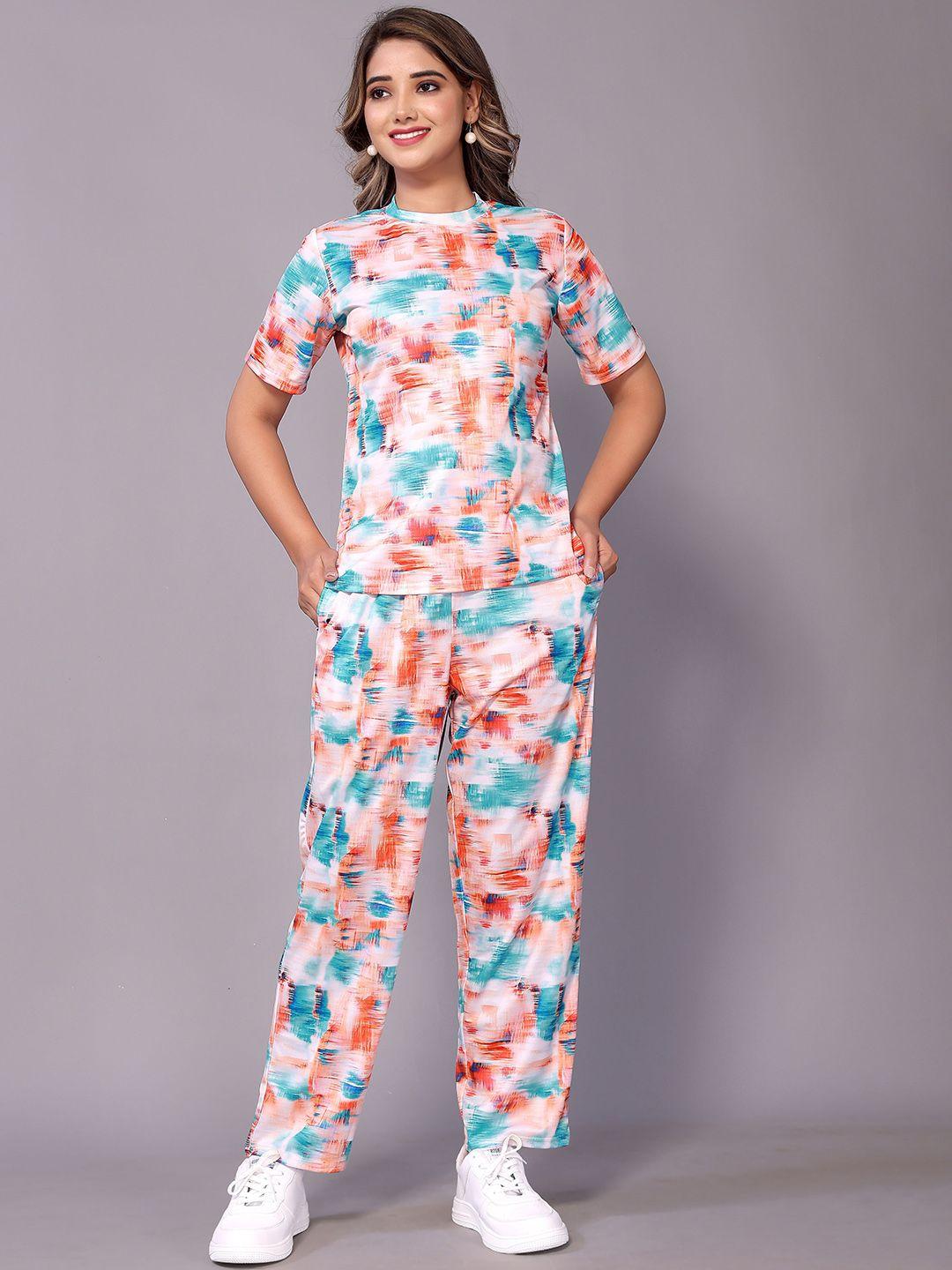 ekta textiles abstract printed t-shirt with trousers