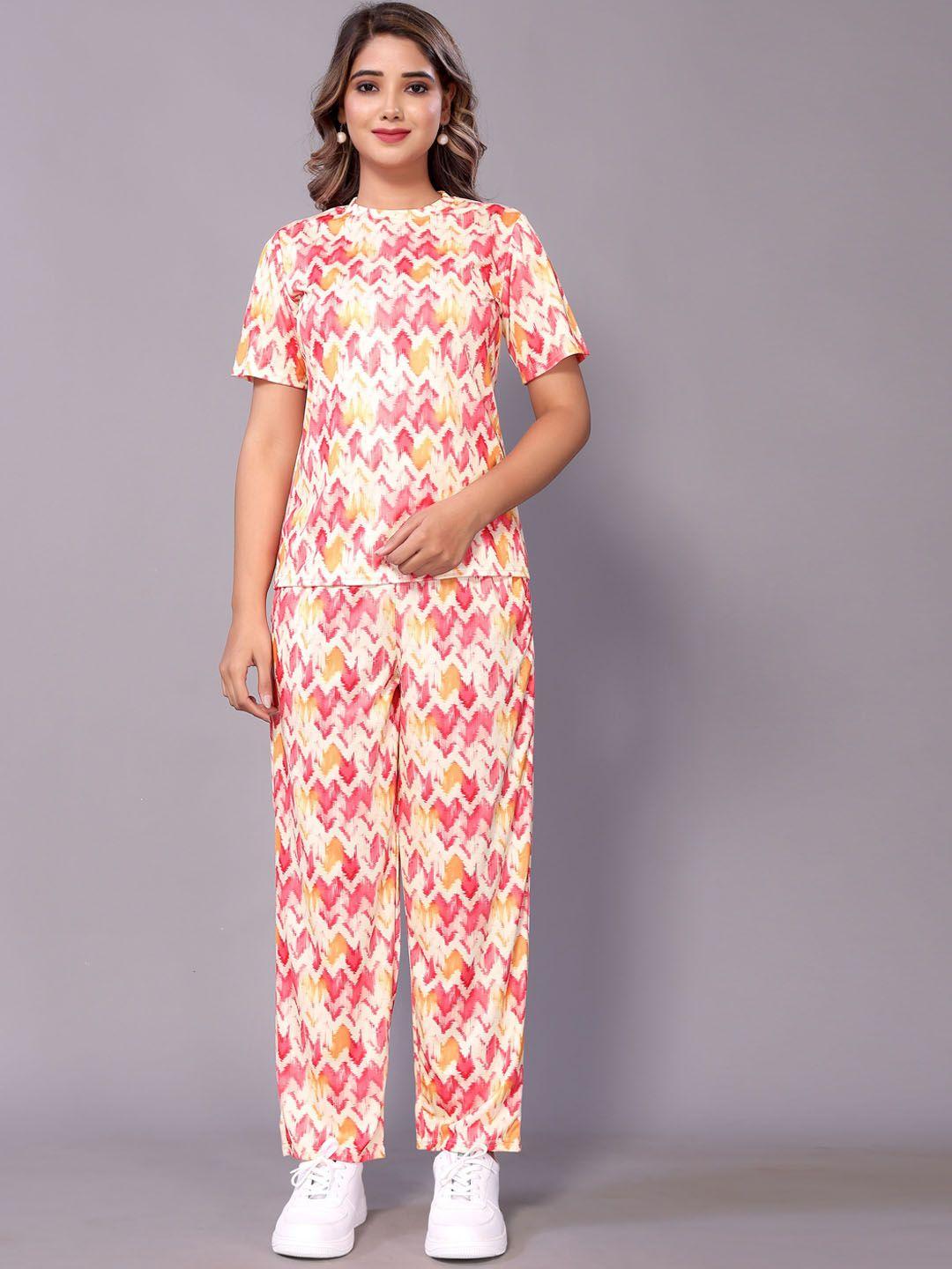 ekta textiles abstract printed t-shirt with trousers