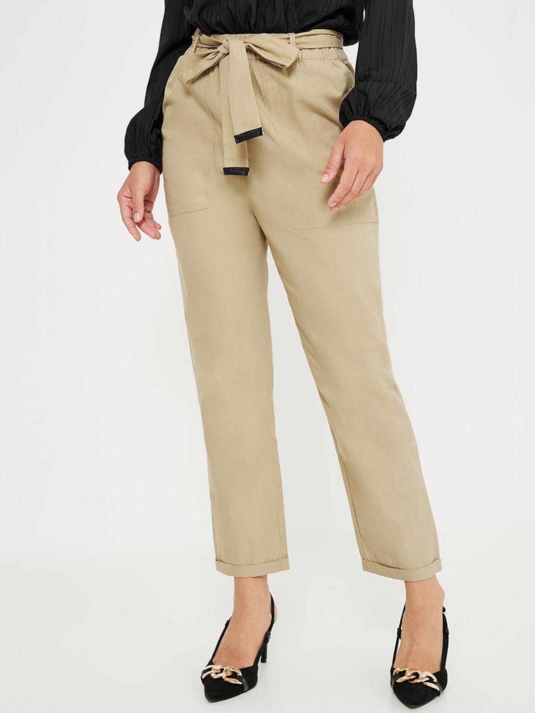 styli women straight fit high-rise trousers