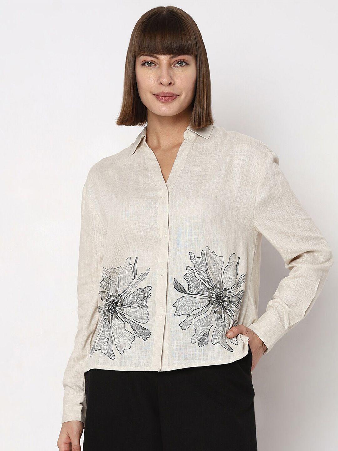 vero moda spread collar floral printed casual shirt