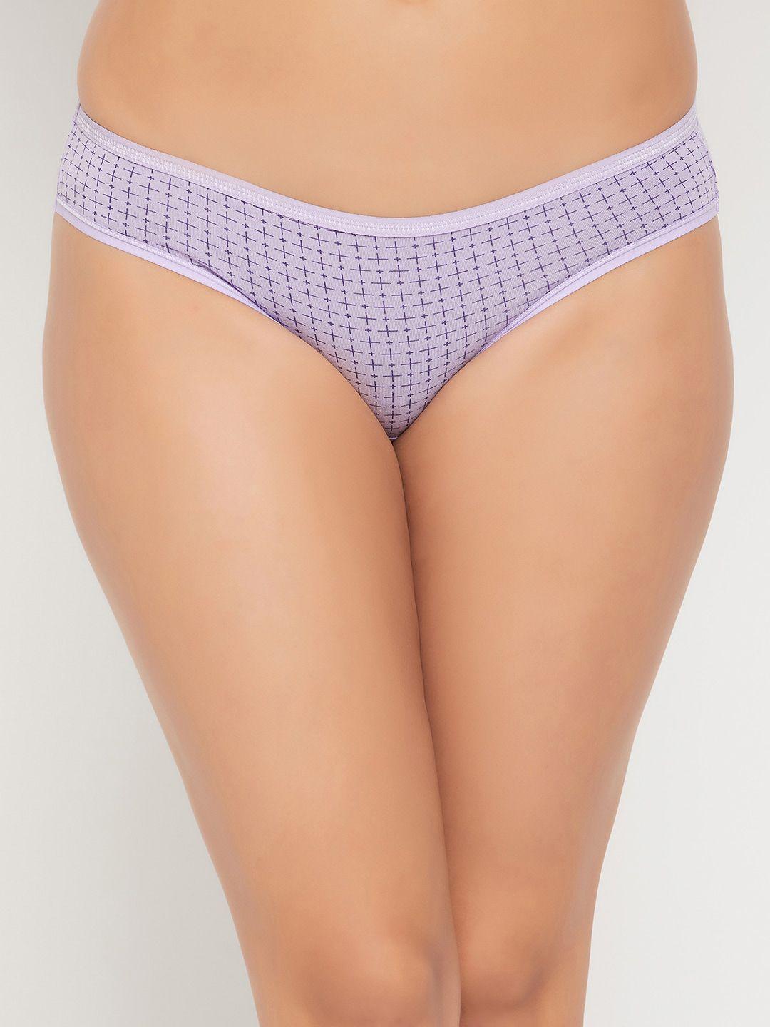 clovia purple geometric printed pure cotton bikini briefs