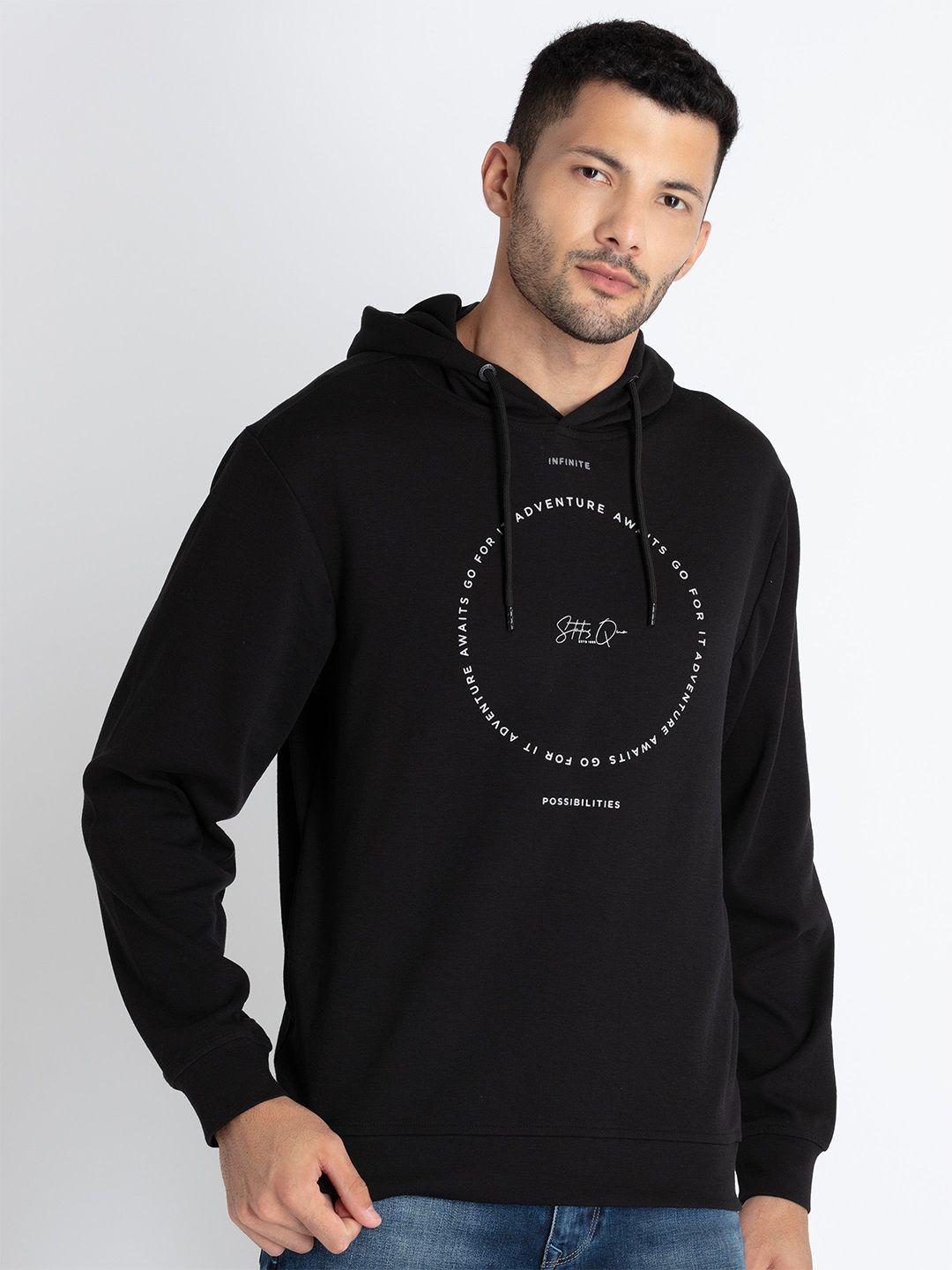 status quo typography printed hooded cotton pullover