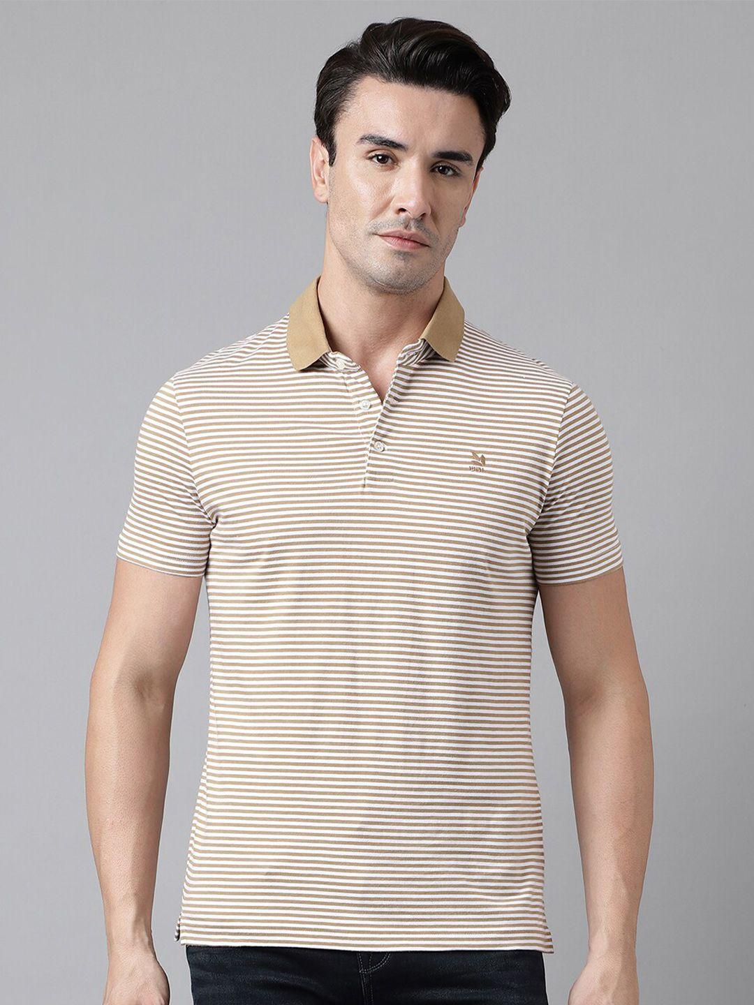 woodland striped polo collar pure cotton casual t-shirt