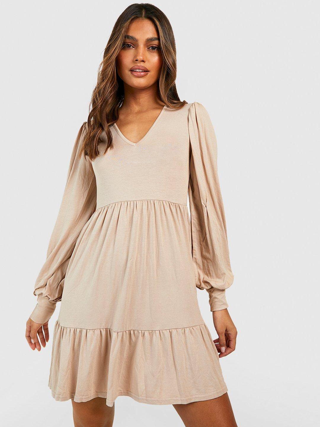 boohoo puff sleeve a-line mini dress