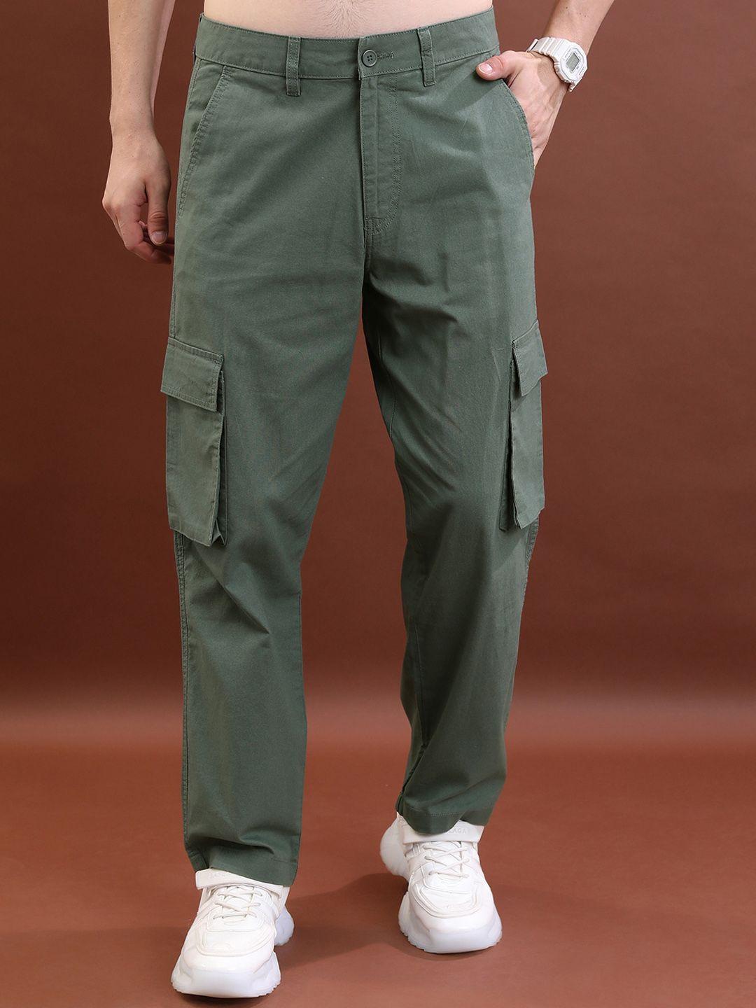 highlander men straight fit high-rise cotton cargo trousers