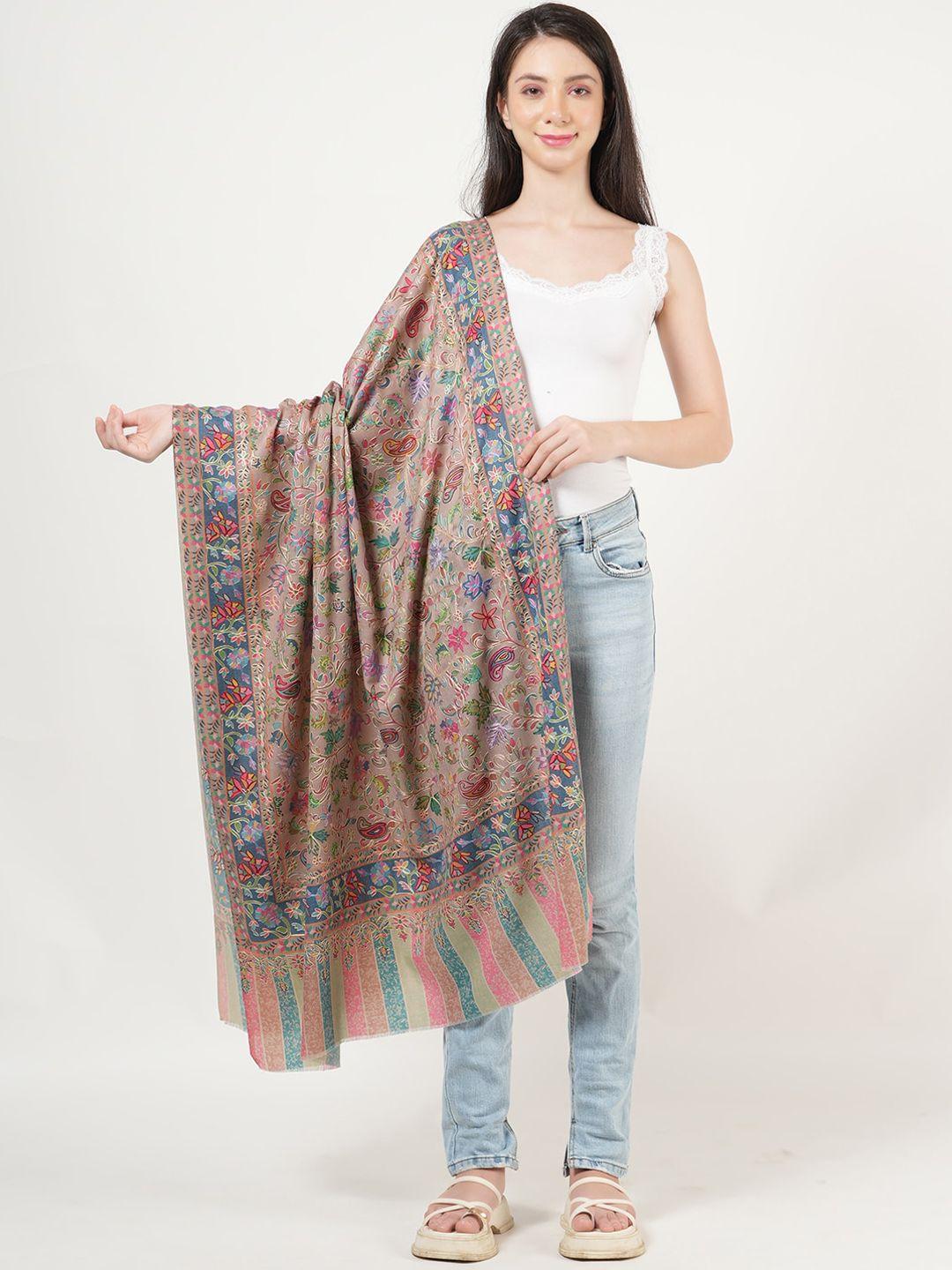 muffly kalamkari ethnic motifs printed woollen shawl