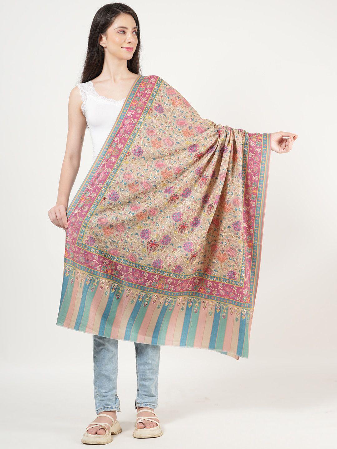 muffly kalamkari ethnic motifs printed woollen shawl