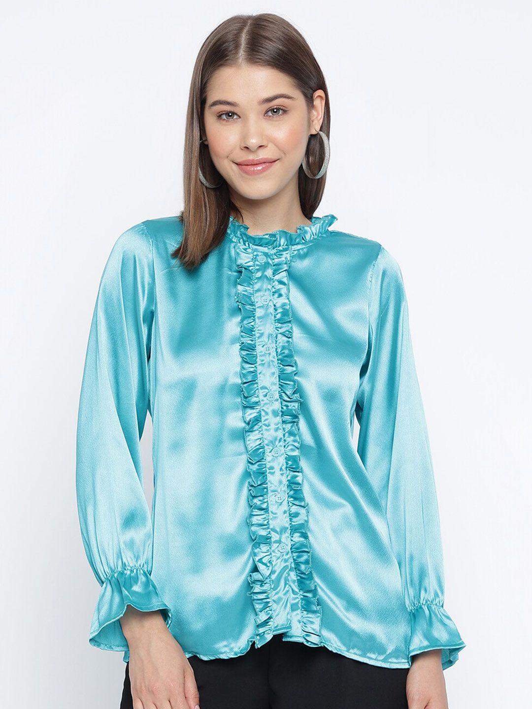 mayra puff sleeve ruffled shirt style top