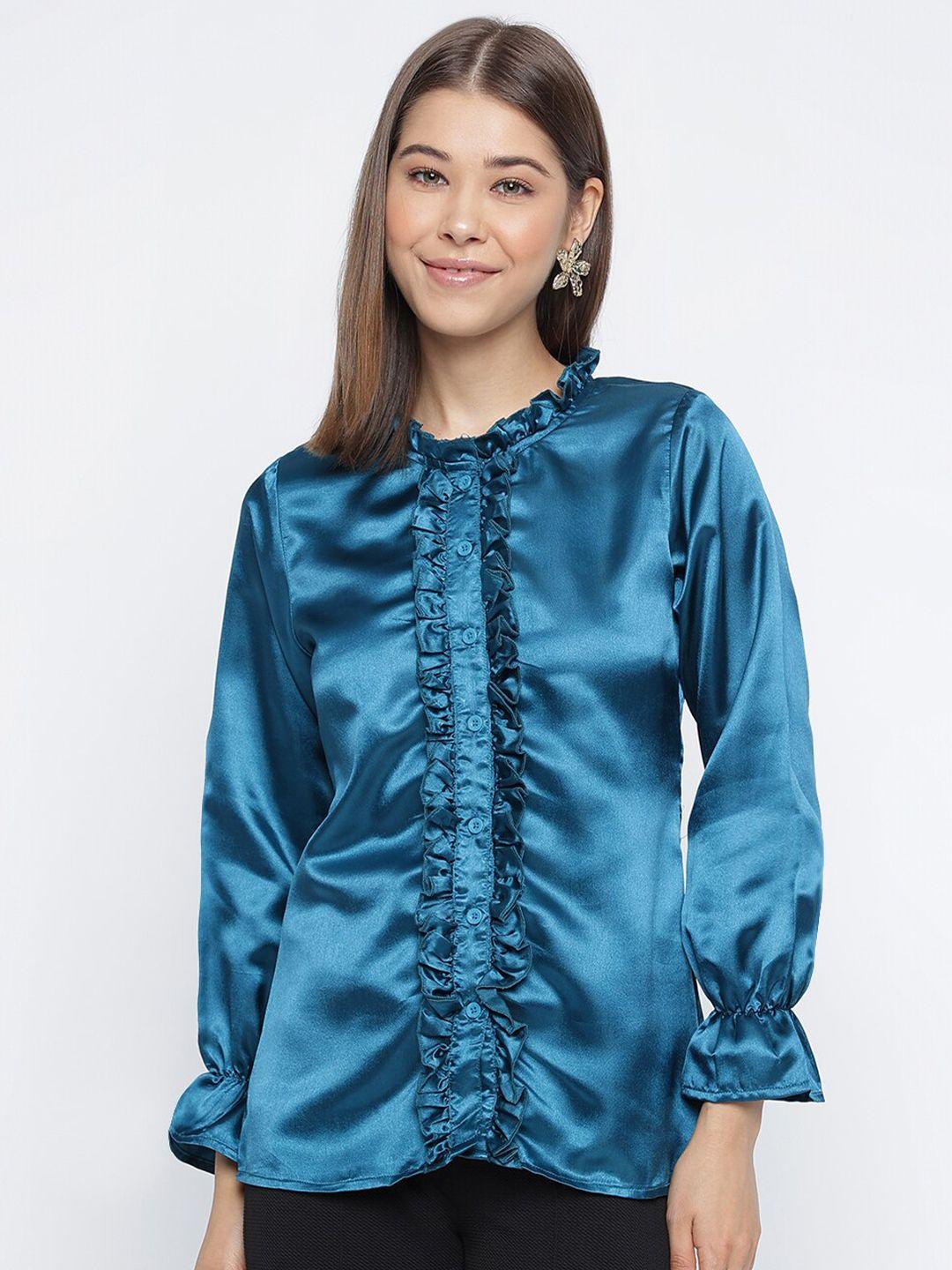 mayra puff sleeve ruffled shirt style top