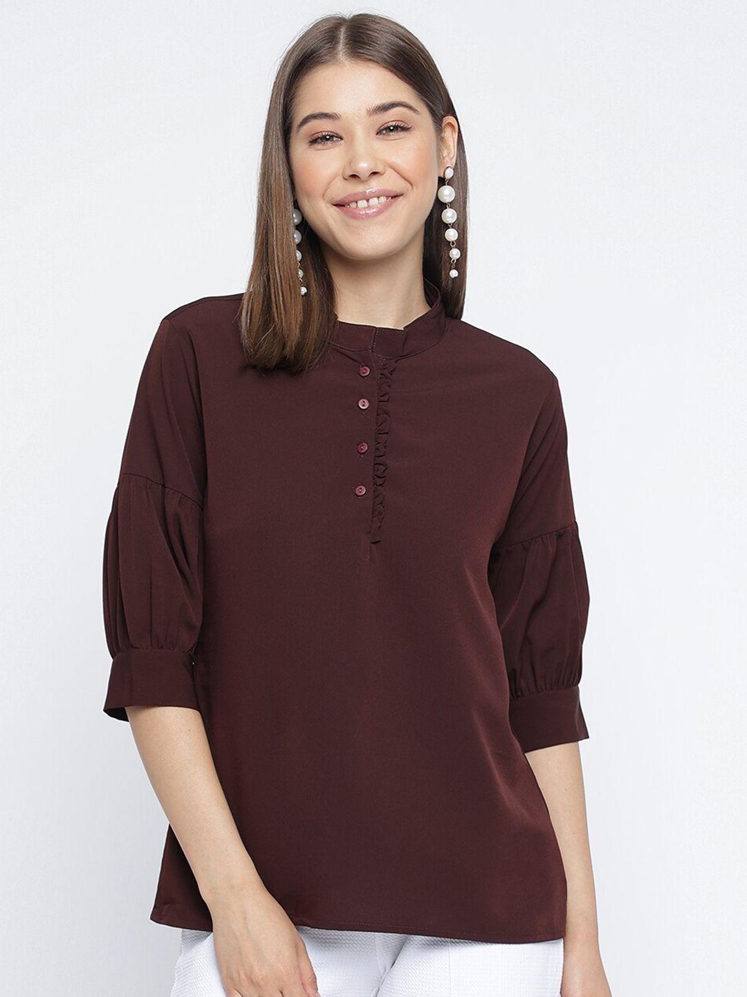 mayra cuffed sleeves shirt style crepe top