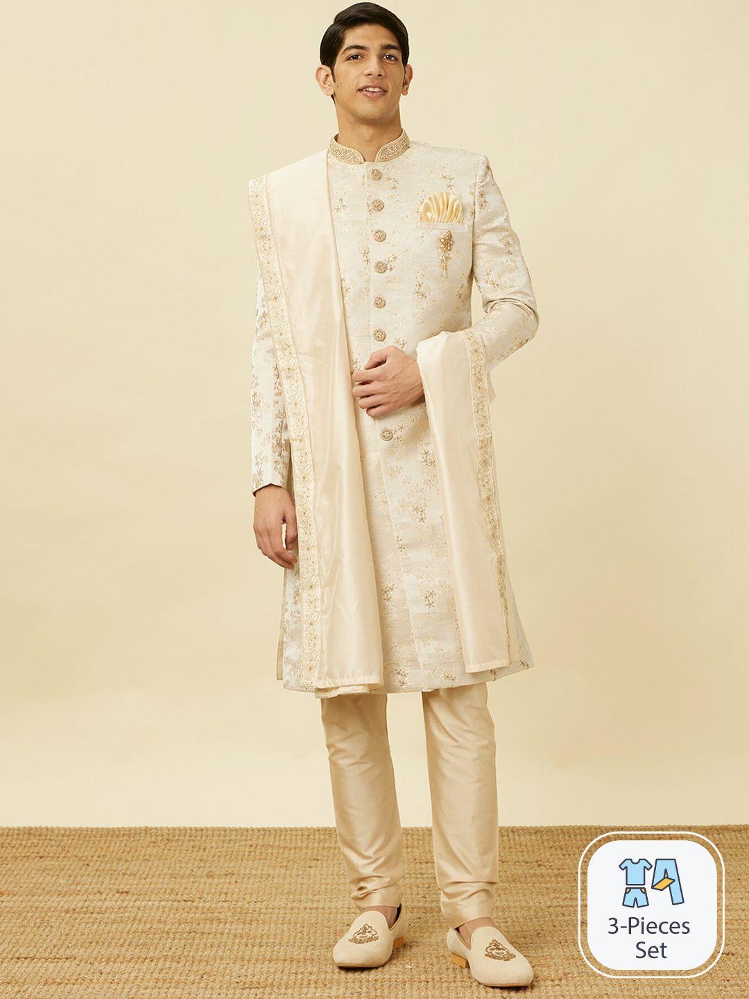 manyavar self designed sherwani & churidar with dupatta