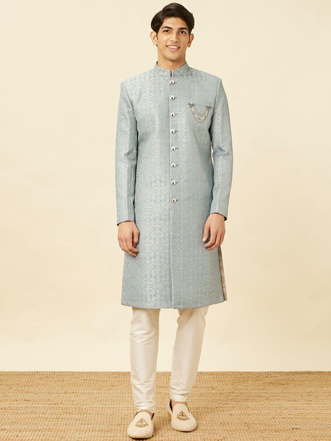 manyavar self-design brocade sherwani set