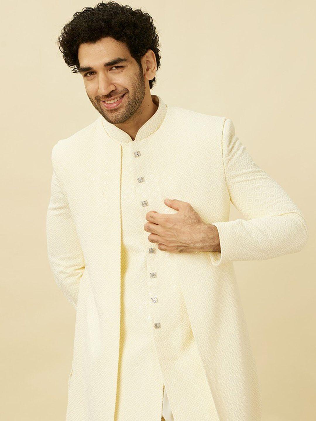 manyavar self-design sherwani with churidar