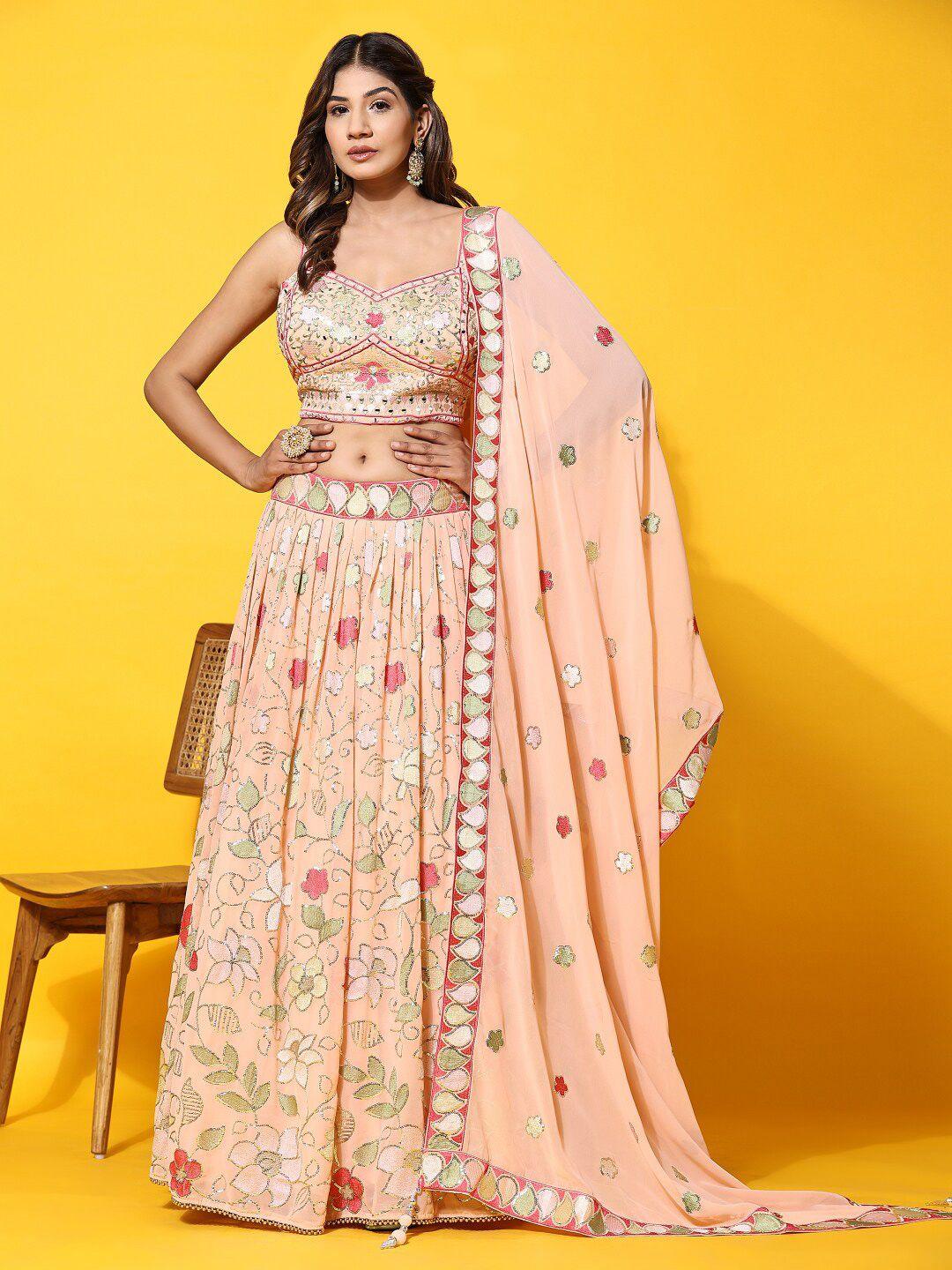 just fashion embellished thread work ready to wear lehenga & blouse with dupatta