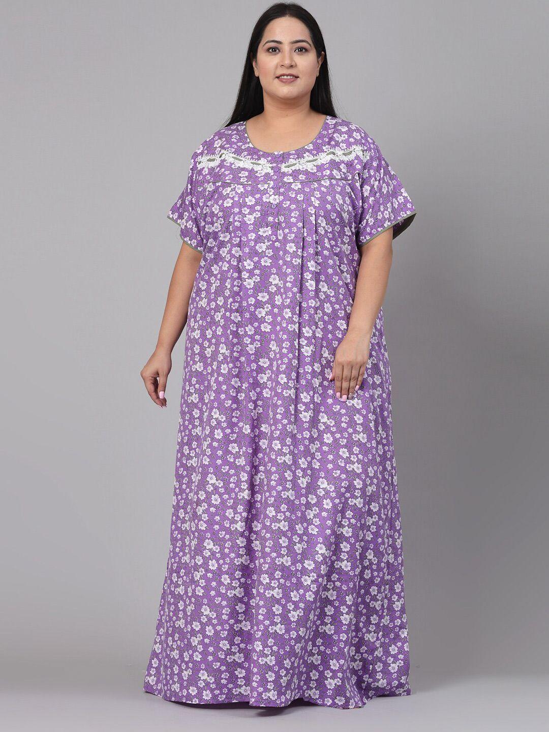 sweet dreams floral printed short sleeves maxi nightdress