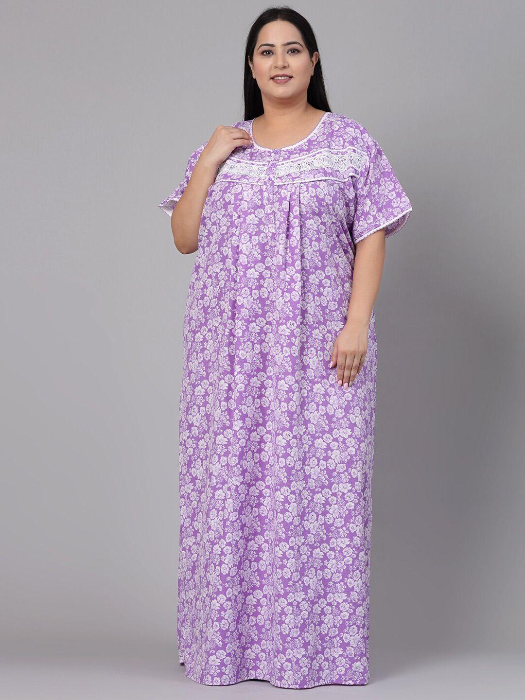 sweet dreams floral printed short sleeves maxi nightdress