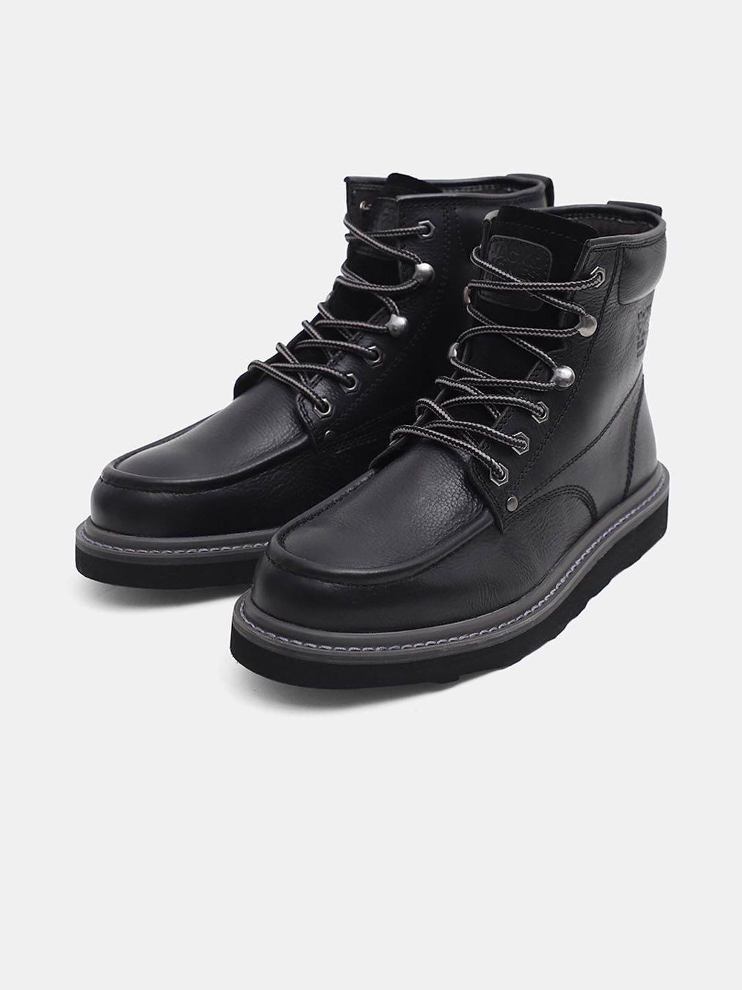 jack & jones men textured leather biker boots