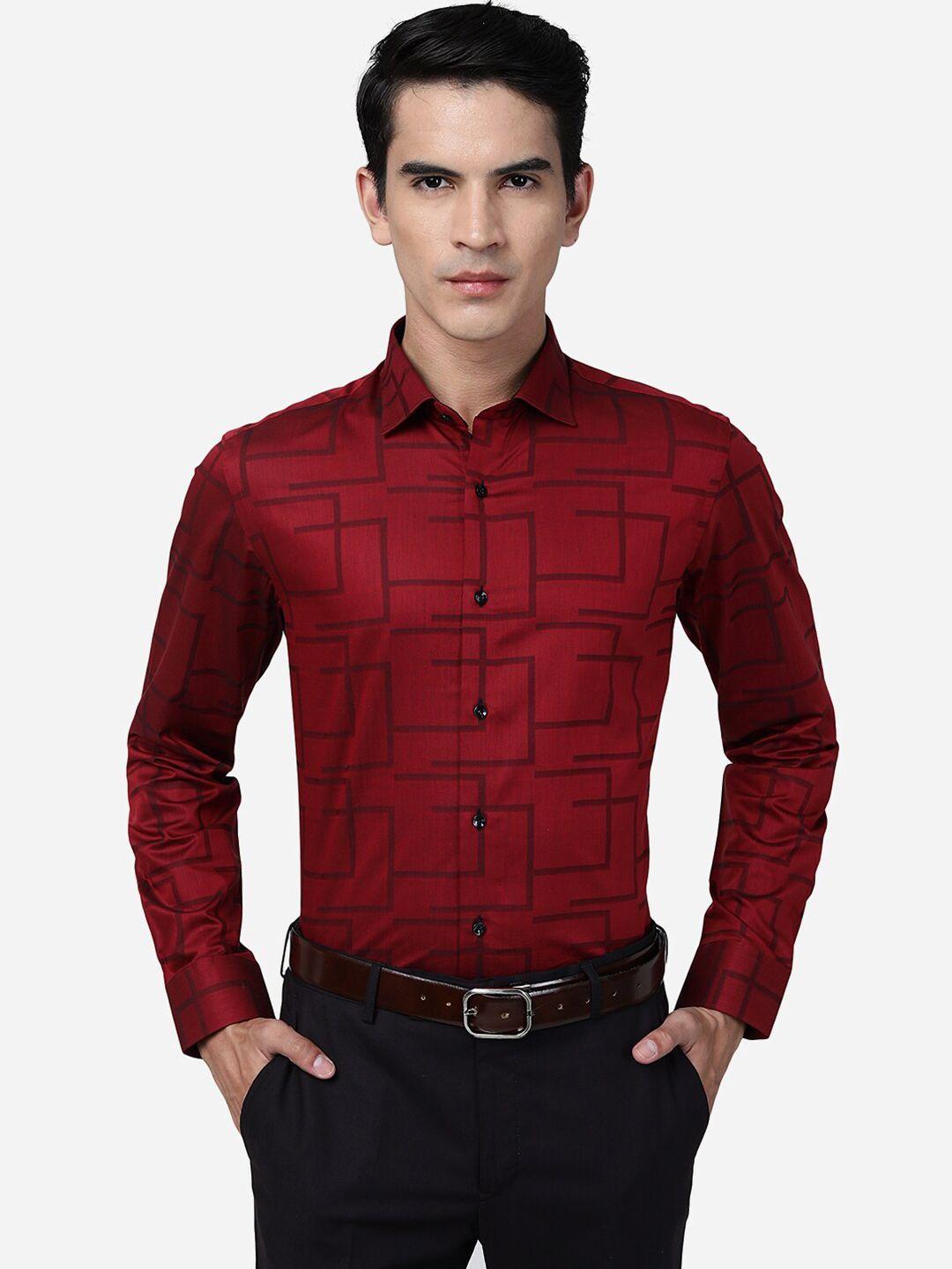 wyre slim fit geometric printed cotton formal shirt