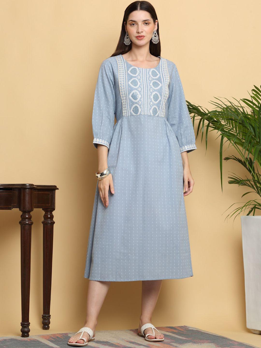 kalini ethnic motifs embroidered a-line ethnic dress