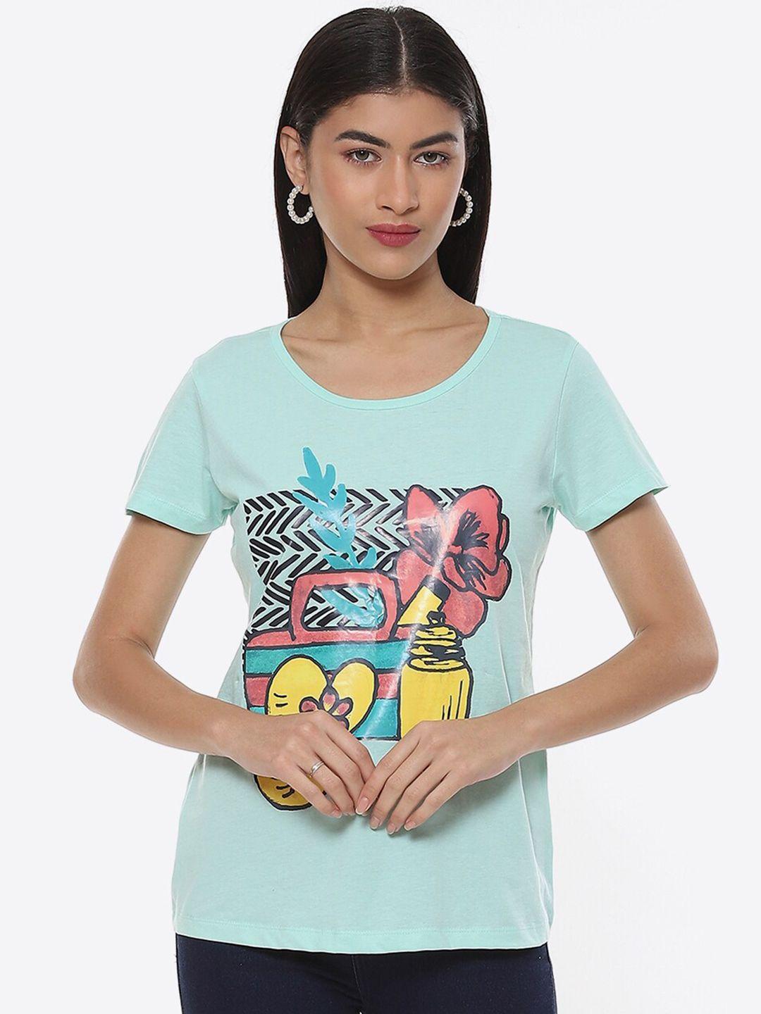 2bme graphic printed round neck cotton t-shirt