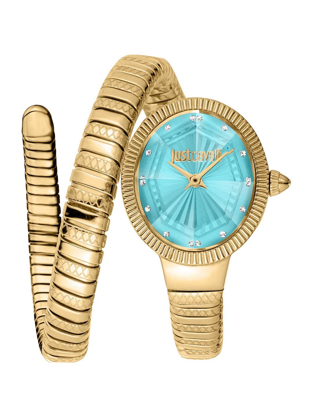 just cavalli women textured dial and stainless steel straps wrap around watch jc1l268m0035