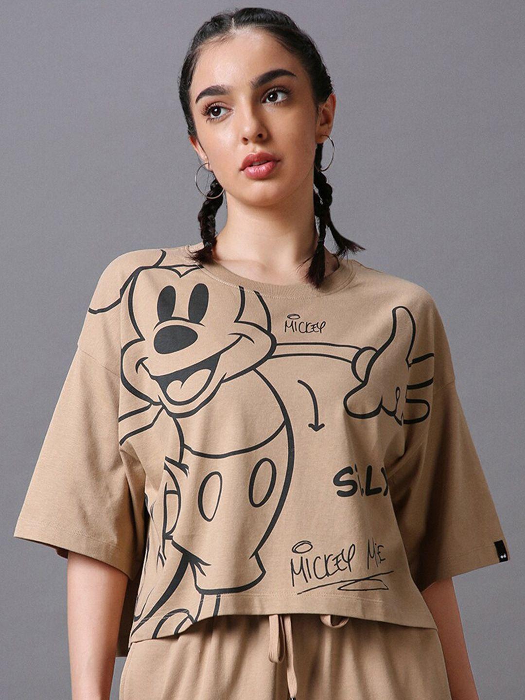 bewakoof mickey mouse printed pure cotton boxy top