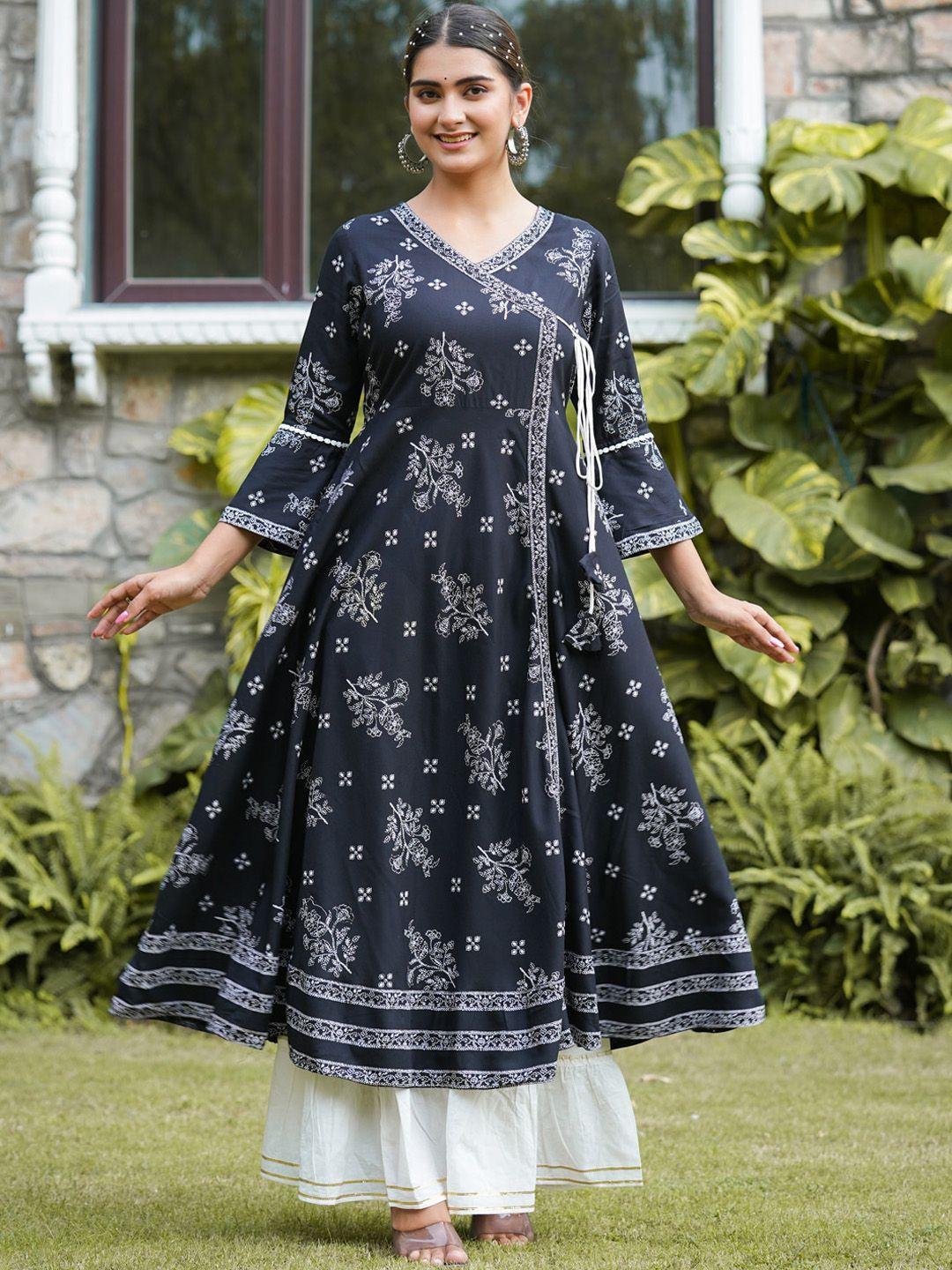 yash gallery floral printed angrakha kurta