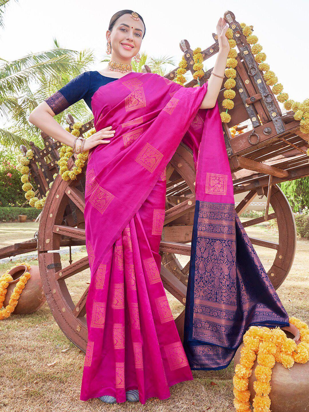 anouk ethnic motifs woven design zari organza saree