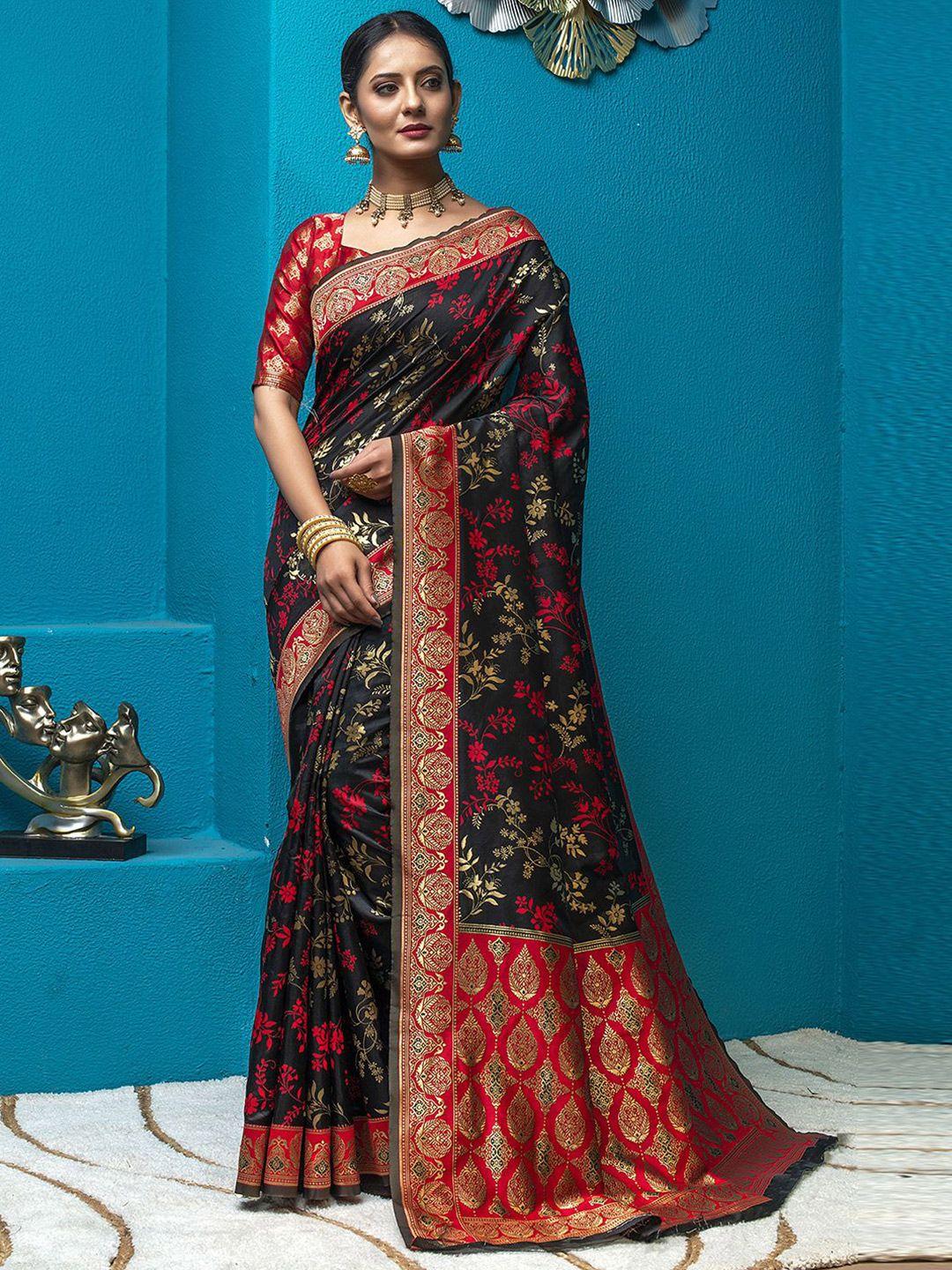 mitera floral woven design zari banarasi saree