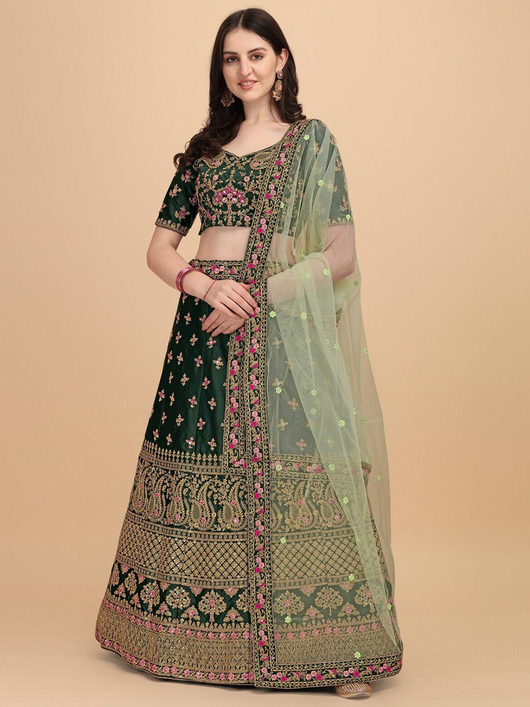 kalini embroidered semi-stitched lehenga & unstitched blouse with dupatta