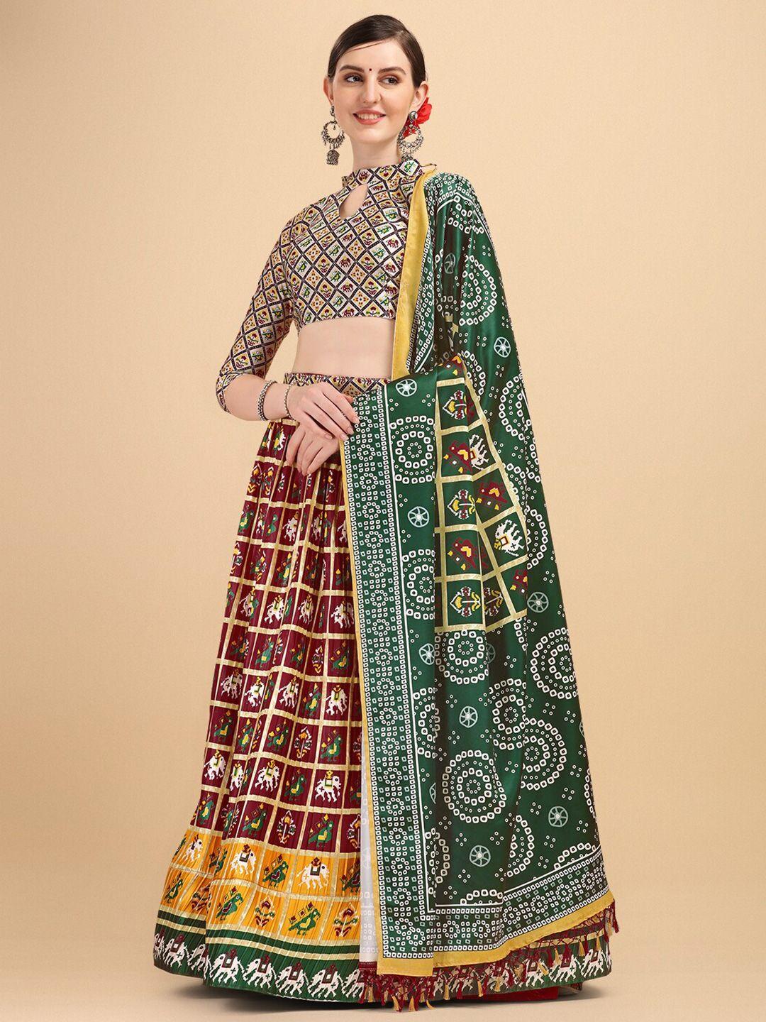 kalini printed semi-stitched lehenga & unstitched blouse with dupatta