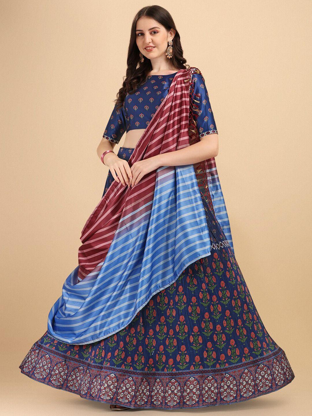 kalini printed semi-stitched lehenga & unstitched blouse with dupatta