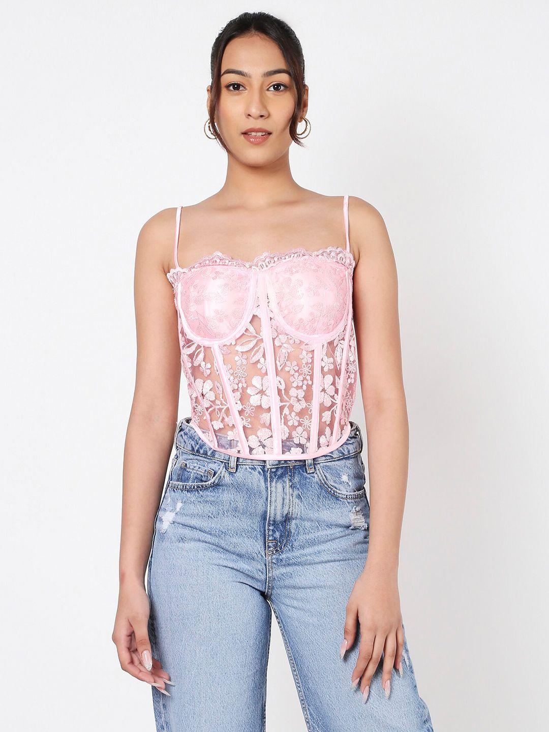 liyokki lace shoulder straps styled back top