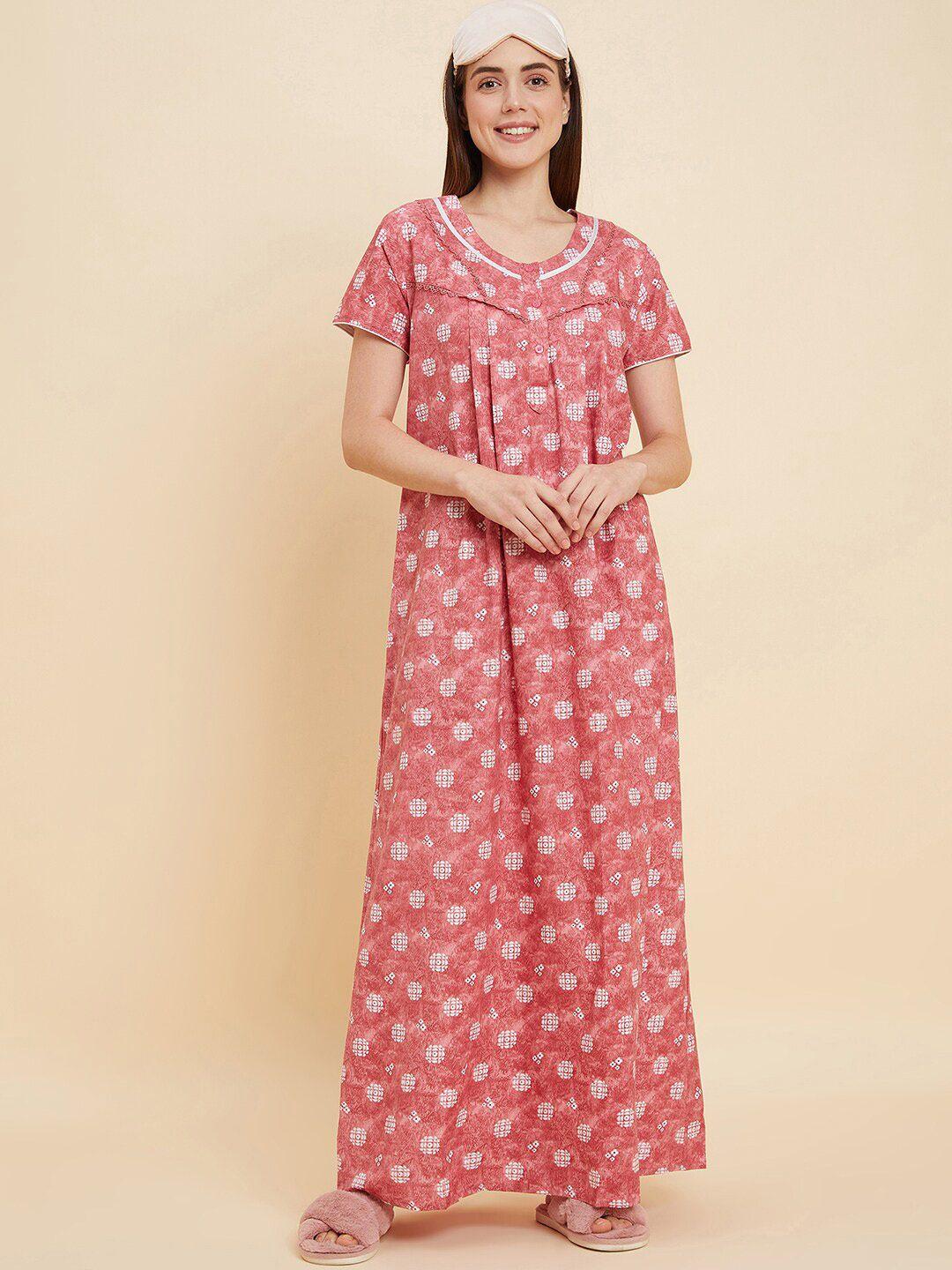 sweet dreams rose printed pure cotton maxi nightdress