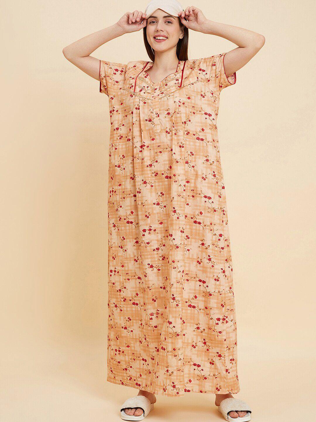 sweet dreams floral printed pure cotton maxi nightdress